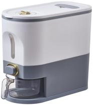 Recipiente de arroz Sooyee com capacidade de 5 kg com tampa e escala de tempo branco/cinza