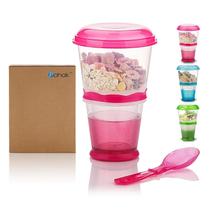 Recipiente de cereais OVOY Cereal On the Go Cups 355 ml (rosa vermelha)