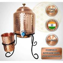 Recipiente de Cobre Martelado com Suporte e Copo FLUIR 3L