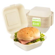 Recipiente de comida compostável para viagem greensight 15x15cm, pacote com 100 Recipiente de comida compostável para viagem greensight 15x15cm, pacote com 100