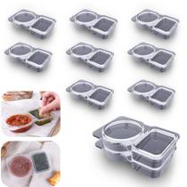Recipiente de condimentos VOUKEN com compartimento duplo, 10 unidades, transparente Recipiente de condimentos VOUKEN com compartimento duplo, 10 unidades, transparente