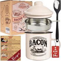 Recipiente de gordura para bacon Ayerphalo 700mL com peneira e espátula Recipiente de gordura para bacon Ayerphalo 700mL com peneira e espátula