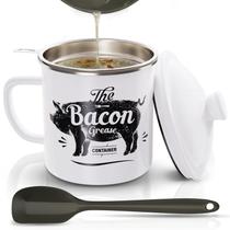Recipiente de gordura para bacon PYARD 1,1 kg de esmalte com peneira 1,4 L Recipiente de gordura para bacon PYARD 1,1 kg de esmalte com peneira 1,4 L