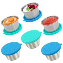 Recipiente de molho para salada Qukaka 80mL x 6 inoxidável à prova de vazamentos
