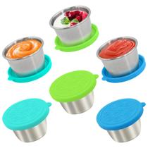 Recipiente de molho para salada Qukaka 80mL x 6 inoxidável à prova de vazamentos