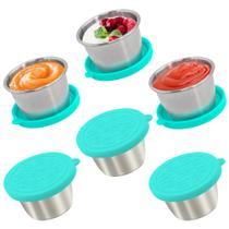 Recipiente de molho para salada Qukaka 80mL x 6 inoxidável à prova de vazamentos