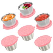 Recipiente de molho para salada Qukaka 80mL x 6 inoxidável à prova de vazamentos