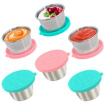 Recipiente de molho para salada Qukaka 80mL x 6 inoxidável à prova de vazamentos Recipiente de molho para salada Qukaka 80mL x 6 inoxidável à prova de vazamentos