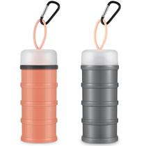 Recipiente de proteína em pó Baderke 4 empilhável 400 mL x 2 cinza/rosa Recipiente de proteína em pó Baderke 4 empilhável 400 mL x 2 cinza/rosa