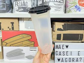 Recipiente Modular Redondo 3 - 650 ml Transparente com Tampa Preta Recipiente Modular Redondo 3 - 650 ml Transparente com Tampa Preta