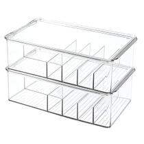Recipiente organizador de armazenamento mDesign empilhável de 6 seções, pacote com 2 Recipiente organizador de armazenamento mDesign empilhável de 6 seções, pacote com 2