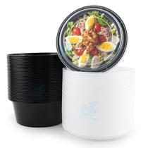 Recipiente para alimentos Azure Zone, redondo de 38 onças com tampa, pacote x45, preto Recipiente para alimentos Azure Zone, redondo de 38 onças com tampa, pacote x45, preto