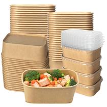 Recipiente para alimentos FISDEN Kraft Paper 750mL descartável com tampas x50