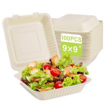 Recipiente para alimentos para viagem greensight Clamshell 9x9, pacote com 100