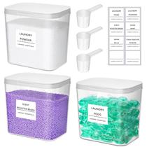 Recipiente para cápsulas de lavanderia Lifewit, pacote com 3, 2,73 L com etiquetas e colheres Recipiente para cápsulas de lavanderia Lifewit, pacote com 3, 2,73 L com etiquetas e colheres