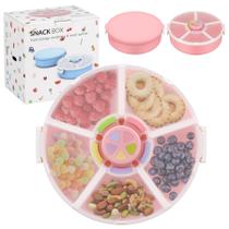 Recipiente rotativo para lanches Pawtong, 5 compartimentos, pacote com 2 unidades, rosa