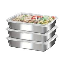 Recipientes De Alimentos Empilháveis Em Aço Inoxidável À Prova De Vazamentos 3 Peças Com Tampas Recipientes De Alimentos Empilháveis Em Aço Inoxidável À Prova De Vazamentos 3 Peças Com Tampas