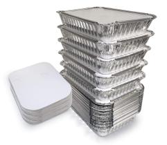 Recipientes de alumínio para alimentos Spare Essentials, pacote com 55 tampas