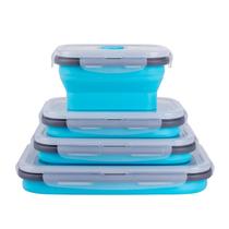 Recipientes de armazenamento de alimentos Annaklin, conjunto dobrável de 4 azuis Recipientes de armazenamento de alimentos Annaklin, conjunto dobrável de 4 azuis