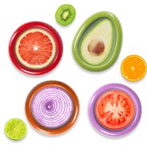 Recipientes de armazenamento de alimentos BAOKUA Avocado e Tomate, conjunto de 4
