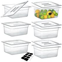 Recipientes de armazenamento de alimentos BIEAMA, pacote com 6, NSF 1/2, tamanho 6" de profundidade