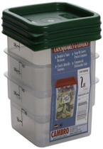 Recipientes de armazenamento de alimentos Cambro, conjunto de 3 quadrados de 2 litros com tampas