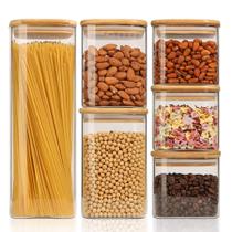 Recipientes de armazenamento de alimentos ComSaf: conjunto de 6 vidros transparentes de 500 ml Recipientes de armazenamento de alimentos ComSaf: conjunto de 6 vidros transparentes de 500 ml