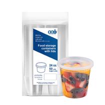 Recipientes de armazenamento de alimentos Deli de plástico EDI 700mL (50 conjuntos) Recipientes de armazenamento de alimentos Deli de plástico EDI 700mL (50 conjuntos)