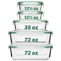 Recipientes de armazenamento de alimentos Fusion Gourmet Glass, pacote com 5 unidades de 2,1 L Recipientes de armazenamento de alimentos Fusion Gourmet Glass, pacote com 5 unidades de 2,1 L