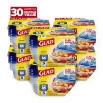 Recipientes de armazenamento de alimentos Glad Standard, pacote com 5 unidades e 30 Recipientes de armazenamento de alimentos Glad Standard, pacote com 5 unidades e 30