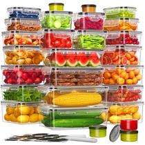 Recipientes de armazenamento de alimentos KEMETHY 54 peças sem BPA com tampas Recipientes de armazenamento de alimentos KEMETHY 54 peças sem BPA com tampas