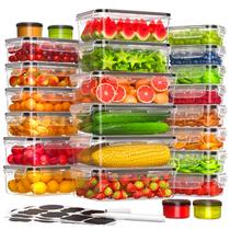 Recipientes de armazenamento de alimentos KEMETHY, herméticos, 48 unidades com tampas, sem BPA Recipientes de armazenamento de alimentos KEMETHY, herméticos, 48 unidades com tampas, sem BPA