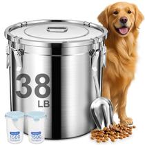 Recipientes de armazenamento de alimentos Newget em aço inoxidável com capacidade de 17 kg Recipientes de armazenamento de alimentos Newget em aço inoxidável com capacidade de 17 kg