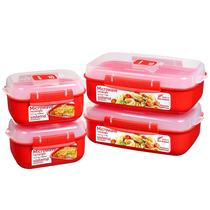 Recipientes de armazenamento de alimentos para microondas Sistema Red Set of 4