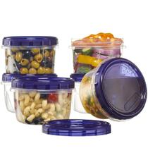 Recipientes de armazenamento de alimentos PLASTICPRO Twist Cap 480 ml, pacote com 6