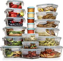 Recipientes de armazenamento de alimentos Razab 35 unidades, conjunto de vidro com tampas