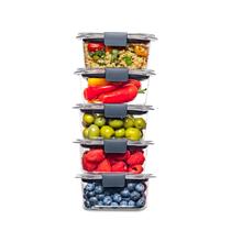 Recipientes de Armazenamento de Alimentos Rubbermaid Brilliance 1,3L - Pacote com 5 Recipientes de Armazenamento de Alimentos Rubbermaid Brilliance 1,3L - Pacote com 5