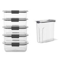 Recipientes de armazenamento de alimentos Rubbermaid Brilliance, conjunto de 5