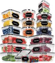 Recipientes de armazenamento de alimentos Skroam, pacote com 36 unidades herméticas, sem BPA Recipientes de armazenamento de alimentos Skroam, pacote com 36 unidades herméticas, sem BPA