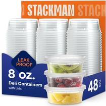 Recipientes de armazenamento de alimentos Stack Man 8 onças (48 conjuntos) com tampas
