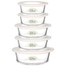Recipientes de armazenamento de alimentos: vidro verde urbano com tampas de vidro, pacote com 5 Recipientes de armazenamento de alimentos: vidro verde urbano com tampas de vidro, pacote com 5