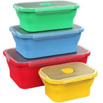 Recipientes de armazenamento de alimentos Vremi Silicone Set 4 com tampas