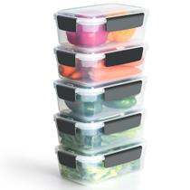 Recipientes de armazenamento de alimentos YORY 7 Cup, conjunto de plástico com 5 tampas Recipientes de armazenamento de alimentos YORY 7 Cup, conjunto de plástico com 5 tampas