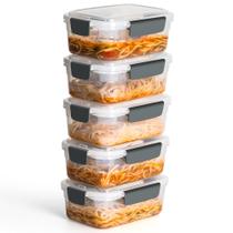 Recipientes de armazenamento de alimentos YORY, pacote com 5 xícaras de plástico com tampas Recipientes de armazenamento de alimentos YORY, pacote com 5 xícaras de plástico com tampas