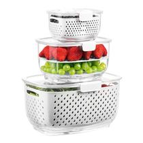 Recipientes de armazenamento de frutas LUXEAR Fresh Produce Conjunto de 3 peças branco