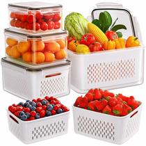 Recipientes de armazenamento de frutas Winproper 4 em 1, pacote com 5 tampas Recipientes de armazenamento de frutas Winproper 4 em 1, pacote com 5 tampas