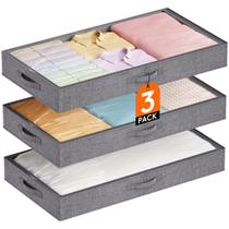 Recipientes de armazenamento embaixo da cama Lifewit Low Profile 11 cm, pacote com 3 Recipientes de armazenamento embaixo da cama Lifewit Low Profile 11 cm, pacote com 3