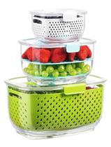 Recipientes de armazenamento LUXEAR Fresh Produce, conjunto de 3 peças, verde
