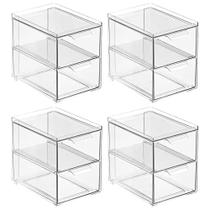 Recipientes de armazenamento MDesign empilháveis com 2 gavetas extraíveis, pacote com 4 Recipientes de armazenamento MDesign empilháveis com 2 gavetas extraíveis, pacote com 4