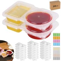 Recipientes de condimentos CJT com compartimento duplo, 24 conjuntos com tampas Recipientes de condimentos CJT com compartimento duplo, 24 conjuntos com tampas